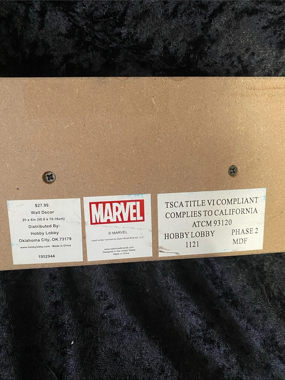 Marvel Black Wall Hook Rack with Red, Green, Blue, White Accents